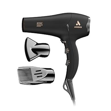 Andis 1875-Watt Tourmaline Ceramic Ionic Hair Dryer with Diffuser: Fast, Quiet, Travel-Ready.
