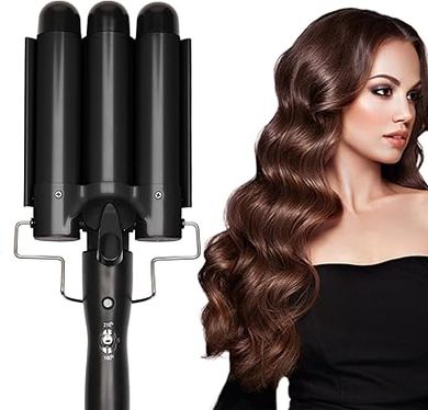 Triple Barrel Curling Iron: 1.25" (32mm), Adjustable Heat, Fast Heating
