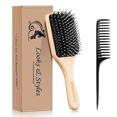 Sosoon Boar Bristle Paddle Brush: Detangles all hair types.
