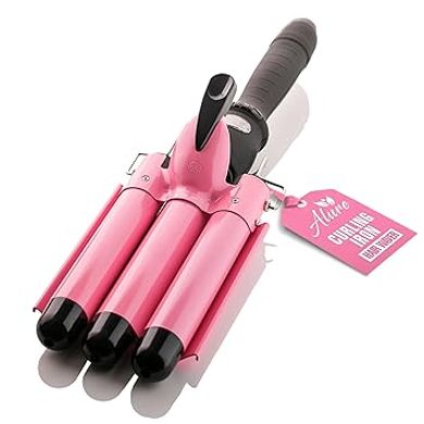 Alure Triple Barrel Curling Wand: 1" Ceramic Tourmaline, Dual Voltage
