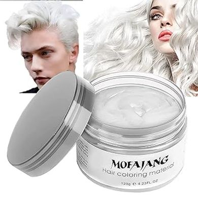 White Hair Styling Wax: Easy-Clean Temporary Color (4.23 oz)
