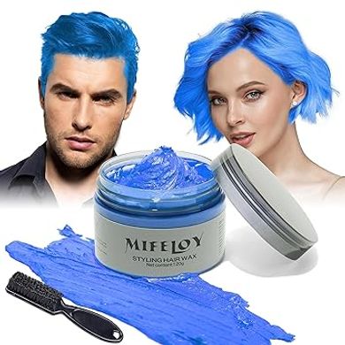 Washable Blue Hair Color Wax: Instant Styling for Parties & Cosplay
