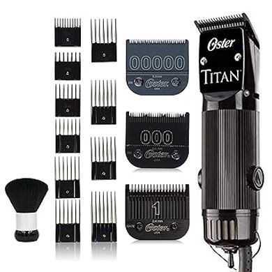 Oster Titan Heavy-Duty Clipper: Detachable Blades, 10 Combs, Duster
