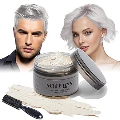 Washable Silver Hair Styling Wax: Temporary Color for Parties & Cosplay
