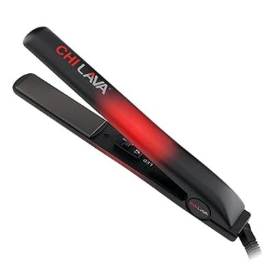 CHI Lava Ceramic Hairstyling Flat Iron | 1" Volcanic Lava Ceramic Floating Plates | Smooth Glide helps prevent damage | Analog On/Off Switch | Black/Red