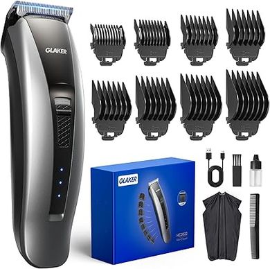 GLAKER Cordless/Corded Hair & Beard Trimmer: Pro Haircutting Kit
