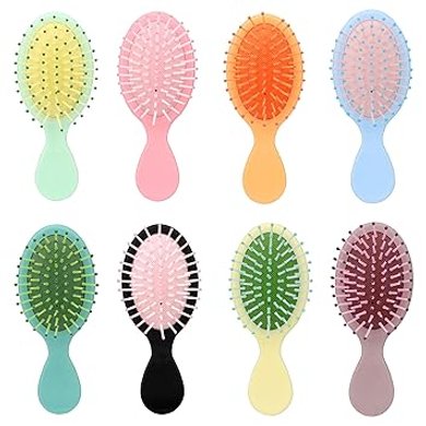 Mini Pocket Detangler Hair Brushes (8-pack, 8 colors)