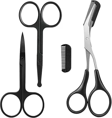 KAJUDA Eyebrow & Facial Hair Grooming Scissors (3-Piece Set)