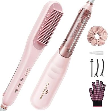 Wavytalk Pro Steam Hair Straightener Brush, 3 in 1 Straightening Brush with Steam, Brush and Straightener, Steam Features to Enhance Nourishing Styling Experiences and Expedite the Straightening, Pink