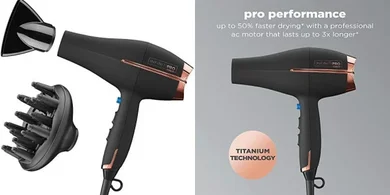 InfinitiPRO by Conair AC Motor Hair Dryer with Diffuser & Concentrator