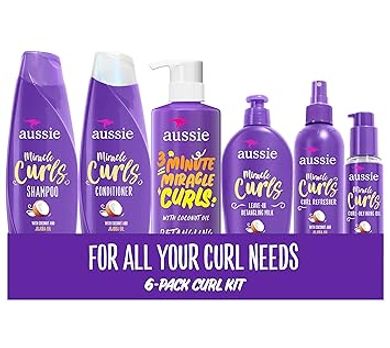 Aussie Miracle Curls 6-Piece Set: Shampoo, Conditioner, & Curl Treatments
