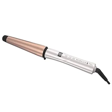 REMINGTON SHINE THERAPY Curling Wand, Infused with Argan Oil & Keratin, 1-1 ½ Inch Tapered Curling Iron for Tousled Waves, includes Heat Glove