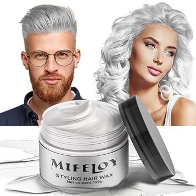 Silver White Temporary Hair Color Wax: Washable Styling Pomade
