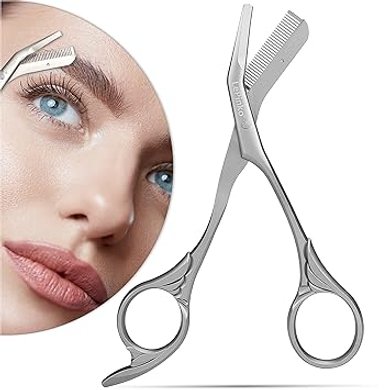 LePinko Eyebrow Trimming Scissors & Combs: Gift Set (Silver)