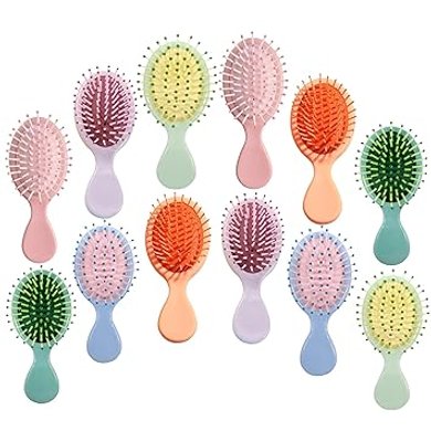 Mini Hair Brushes: 12-pack travel size, for all hair types.
