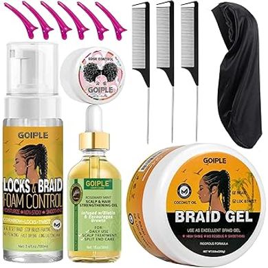 Strong Hold Braiding Gel & Edge Tamer Kit for Twists, Locs, & Braids
