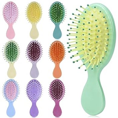 TKOnline 10-Pack Mini Travel Hair Brushes