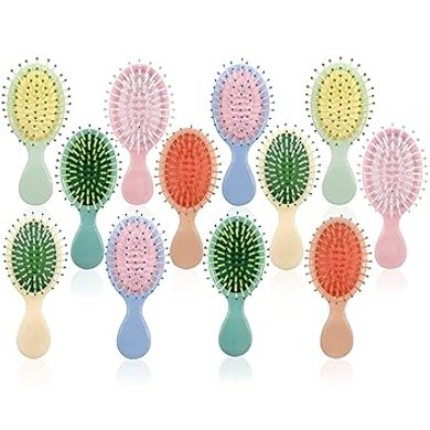 Mini Travel Detangling Brush: 12-Piece Multicolor Set