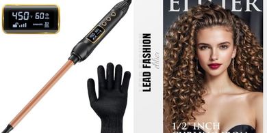 Ceramic Curling Iron: LCD, 15 Heat Settings, Dual Voltage, for Tight Curls
