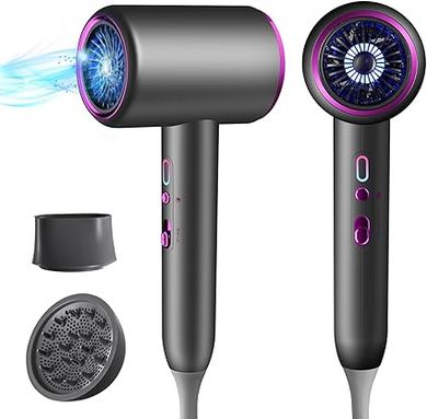 Lightweight & Quiet Ionic Travel Hair Dryer with Diffuser & Nozzle
