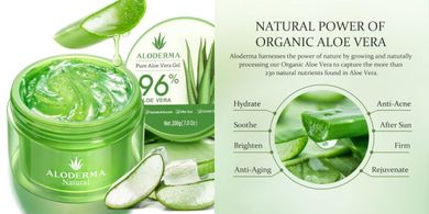 Aloderma Organic Aloe Vera Gel: Soothing Hydration for Face, Body, & Hair
