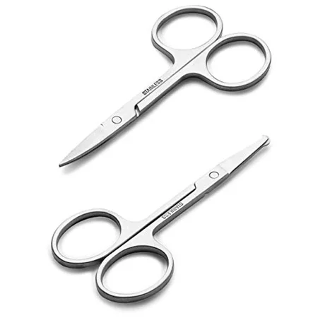 Precision Grooming Scissors: Eyebrow, Nose, Beard, & Ear Trimmer (2-Pack)
