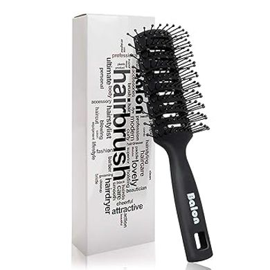 Vented Hair Brush: 11-Row Ball-Tip Bristles for Fast Drying
