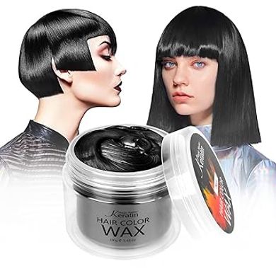 Magic Keratin Black Hair Color Wax: Washable, temporary color for all.
