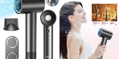 High-Velocity Ionic Hair Dryer: 1600W, 4 Heat/3 Speed, Quiet & Travel-Friendly
