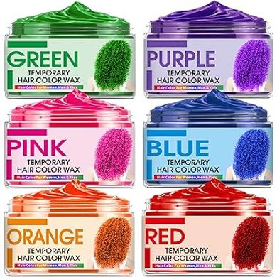 6-Color Temporary Hair Wax: Fun Christmas Gift for Kids & Adults
